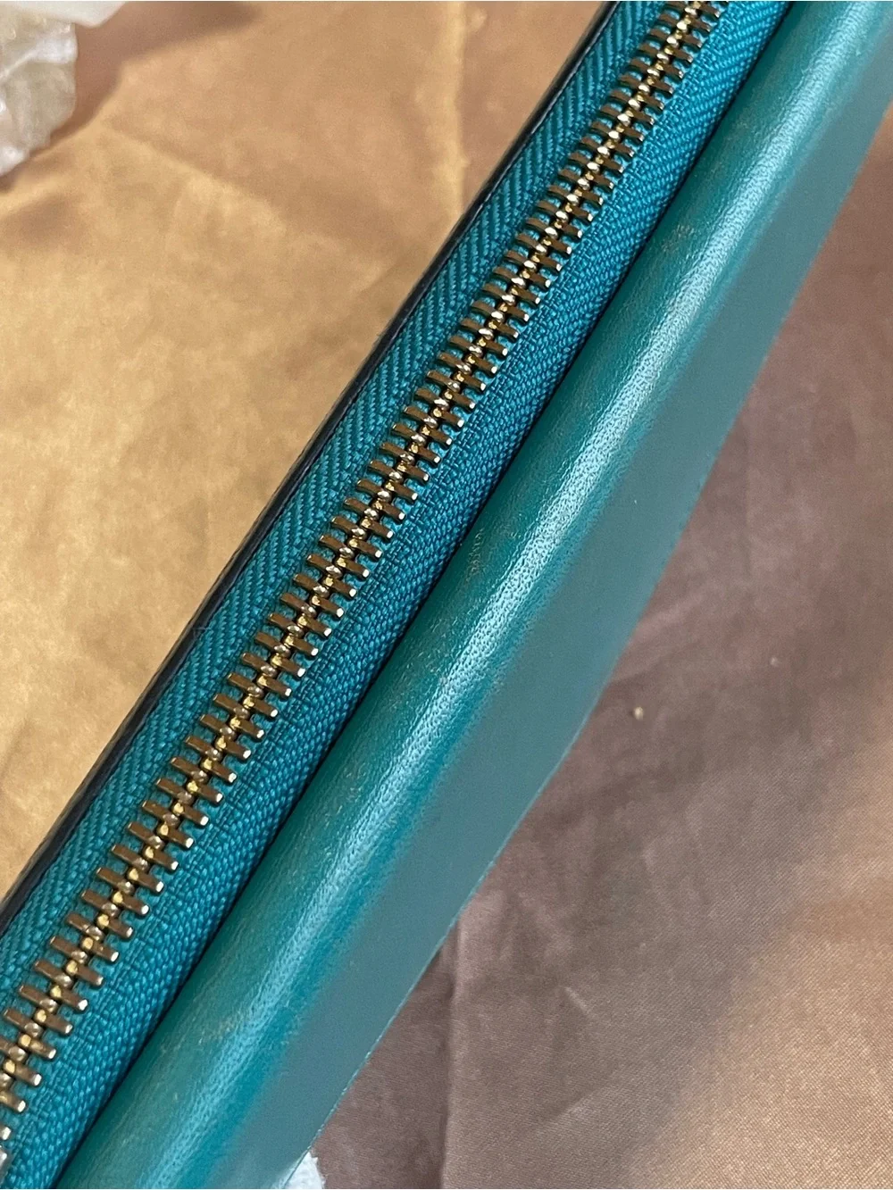 Chloé Tri-Color Leather Continental Wallet — Teal, Navy & Burgundy